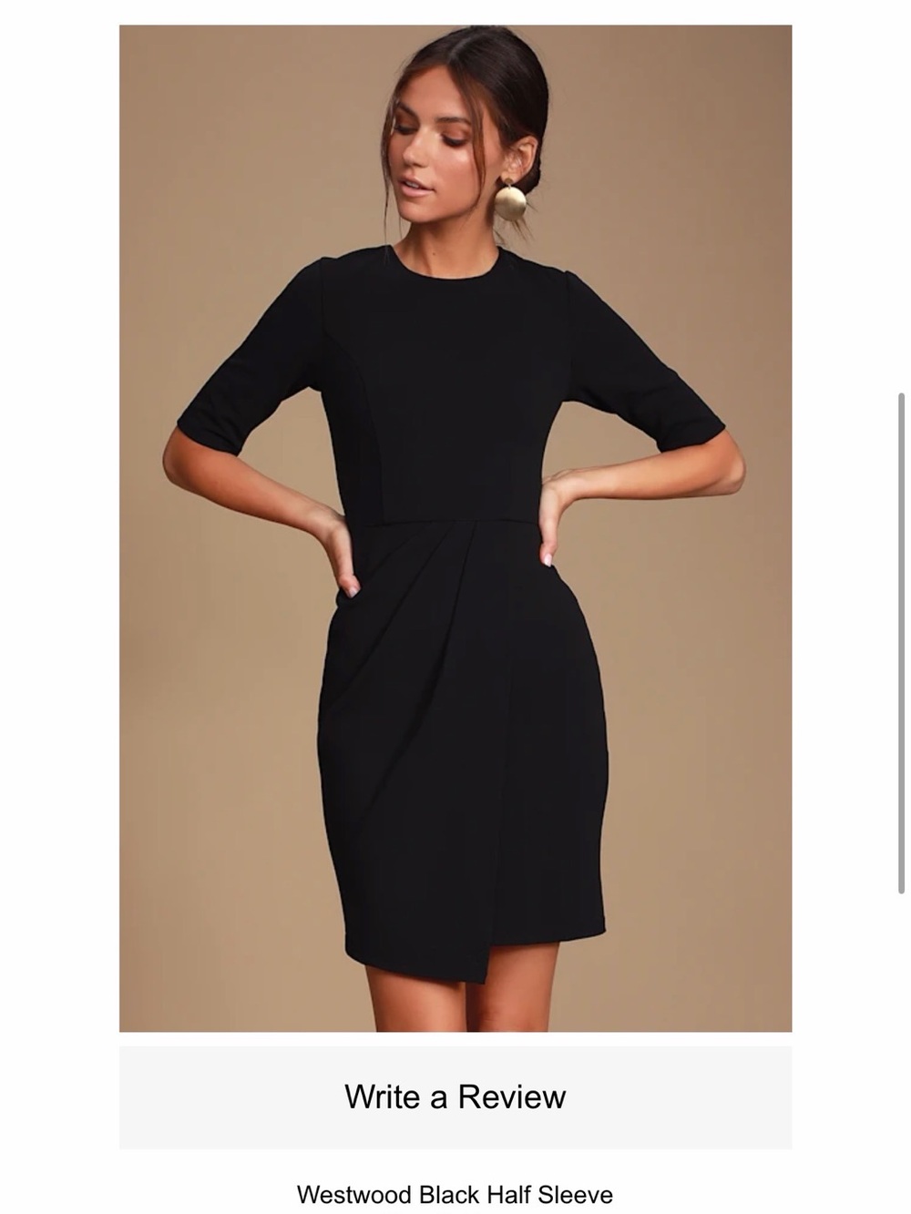Lulu's Black Sheath Dress with Wrap Detail (Size L)